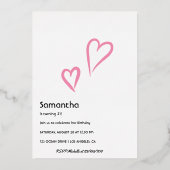 Selfie Femme Anniversaire Foil Invitation (Verso)