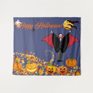 Selfie Foto Halloween Feest Vampier Pompoenen Wandkleed
