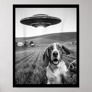 Selfie met Alien Ufo Grappige Bet Hound Hond Liefh Poster