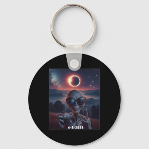 Selfie met Solar 2024 Eclipse Dragen Gles Retro Sleutelhanger