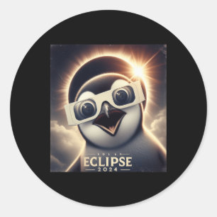 Selfie Pinguïn Kinder Mannen Zonsverduistering Ronde Sticker