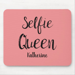 Selfie Queen Naam Gepersonaliseerd Koraal Sinaasap Muismat