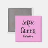 Selfie Queen Naam Gepersonaliseerd Roze Magneet (Voorkant / Achterkant)
