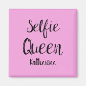 Selfie Queen Naam Gepersonaliseerd Roze Magneet (Voorkant)