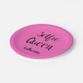 Selfie Queen Naam Gepersonaliseerde Fuchsia Hot Pi Papieren Bordje (Gekanteld)