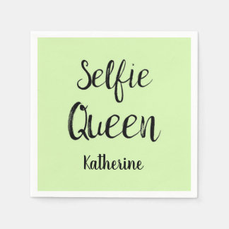 Selfie Queen Name Personalized Lime Green Servet