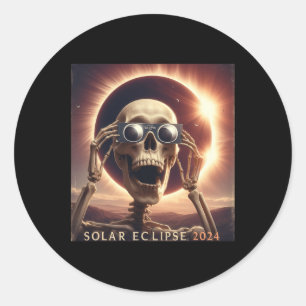 Selfie Skelet Kinder Mannen Zonsverduistering Ronde Sticker