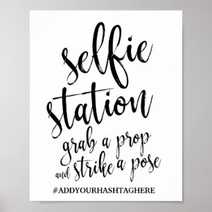 Selfie Station Black en White 8x10 Wedding Sign Poster