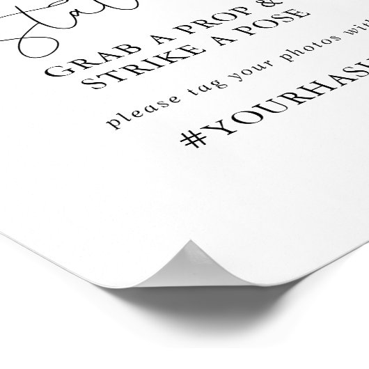 Selfie Station Eenvoudig Elegant Calligrafie Bord Poster (Hoek)