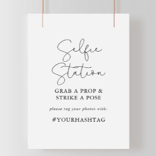 Selfie Station Eenvoudig Elegant Calligrafie Bord Poster