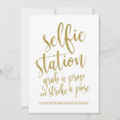 Selfie Station Glitter Goud Betaalbaar Bord Kaart (Voorkant)