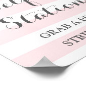 Selfie-station Weddenschap Pink Flowers Stripes Poster (Hoek)