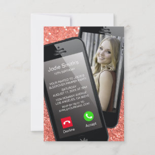 Selfie Telefoon Foto Teenager Pink Girl Birthday Kaart