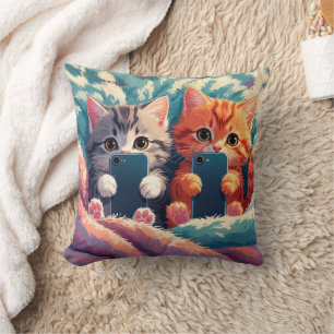 Selfie Tijd – Mooie Kittens met Telefoons Kussen
