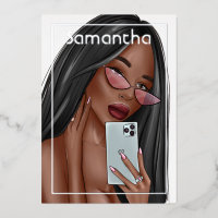 Selfie Woman Birthday Party Folie Invitation