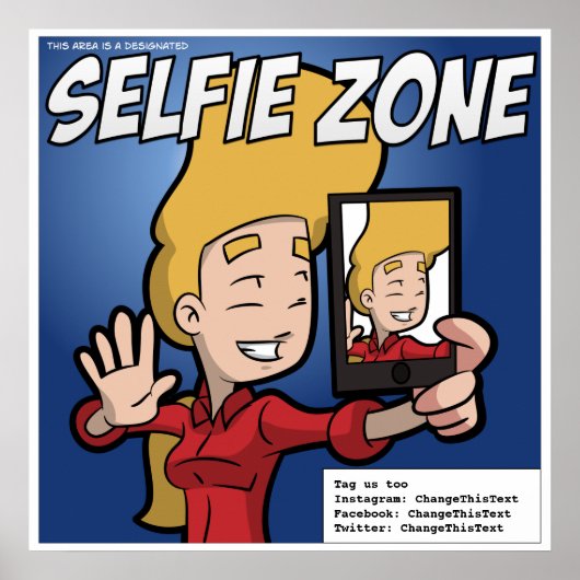 Selfie Zone-Poster (aanpasbaar) Poster (Voorkant)