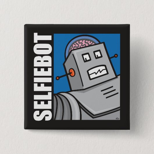 SELFIEBOT - De Robot Selfie-pop Vierkante Button 5,1 Cm (Voorkant)