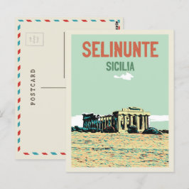 Selinunte, griekse ruïnes illustratie Sicilië Ital Briefkaart