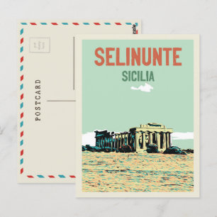 Selinunte, griekse ruïnes illustratie Sicilië Ital Briefkaart