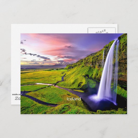 Seljalandfoss, Carte postale Islande (Devant / Derrière)