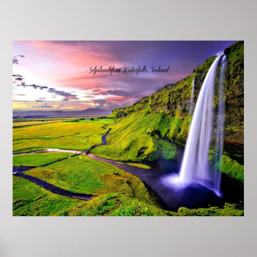 Seljalandsfoss Waterfall, IJsland Poster (Voorkant)