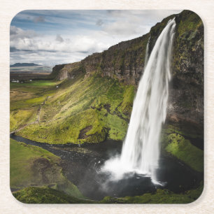 Seljalandsfoss Waterfall   IJsland Vierkante Kartonnen Onderzetter