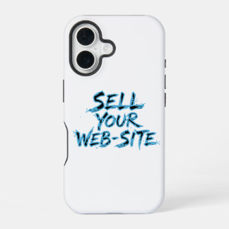 Sell Your Website Blue Distressed Typography iPhone 16 Hoesje