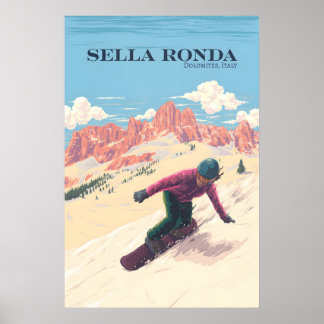 Sella Ronda Skicircuit Italië Snowboarden Reizen Poster