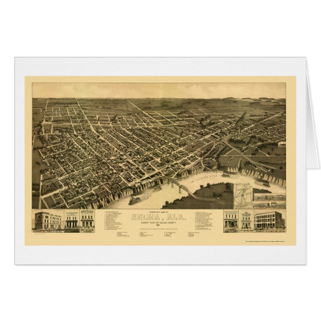 Selma, carte panoramique d'AL - 1887 (Devant horizontal)