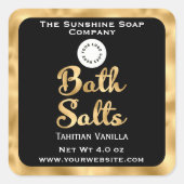 Sels de bain noir et or étiquette avec logo (Devant)