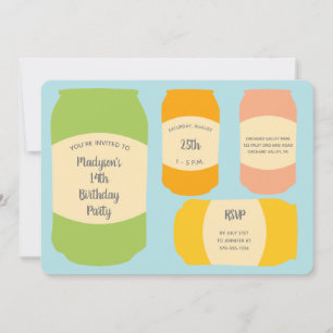 Seltzer Soda Cans Zomer Verjaardagsfeest Kaart