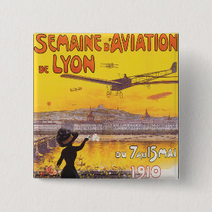 Semaine d'Aviation de Lyon Vierkante Button 5,1 Cm