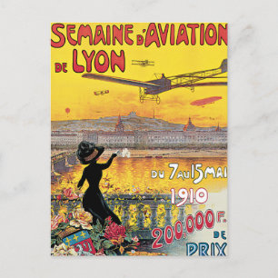 Semaine d'Aviation de Lyon Vintage Travel Poster Briefkaart