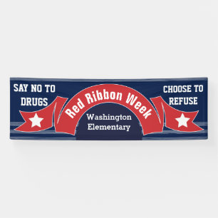 Semaine rouge de ruban - blanc bleu de bannière