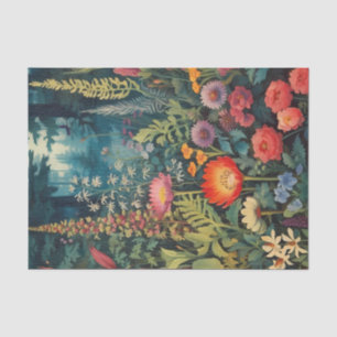 Semi-Abstracte wilde bloemen in een bos Tissuepapier