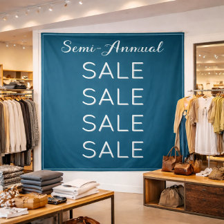 Semi Annual Sale Retail Banner Custom Blue Mall  Wandkleed