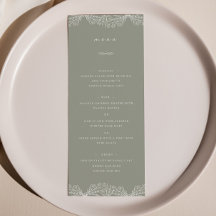 Semi Bloemen Sage Groen Bruiloft Diner Menu