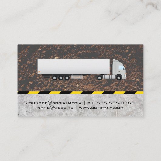 Semi-camion | Carte de visite de construction (Dos)