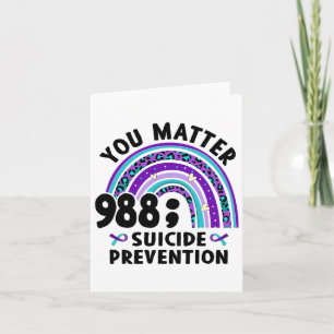 Semi Colon 988 Suicide Prevention Awar Kaart