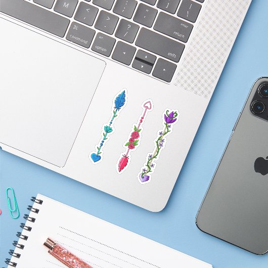 Semi Colon Pijlen Sticker (Laptop met iPhone)