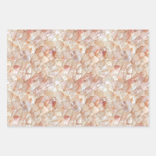Semi-Glossy Peach Moeder van Pearl Mosaic Inpakpapier Vel (Voorkant)