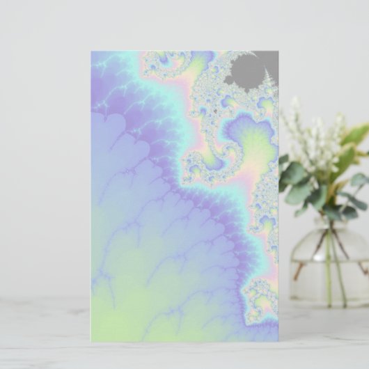 Semi Transparant Abstract blauw kustfractal Briefpapier (Staand voorkant)
