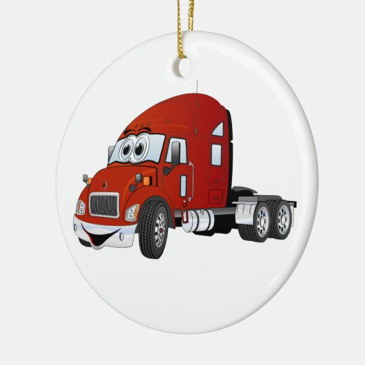 Semi Truck Cab Rood Keramisch Ornament (Links)