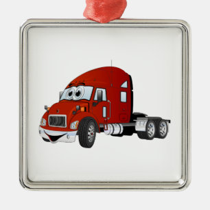 Semi Truck Cab Rood Metalen Ornament