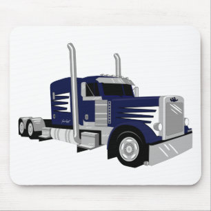 Semi Truck Dark Blue Muismat