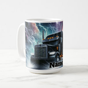 Semi Truck In Een Levendig Lightning Storm Koffiemok