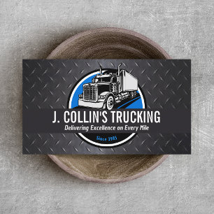 Semi Truck Professional Trucking Black Metal Busin Visitekaartje