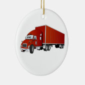Semi Truck Red Trailer Cartoon Keramisch Ornament (Rechts)