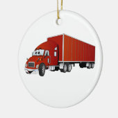 Semi Truck Red Trailer Cartoon Keramisch Ornament (Links)