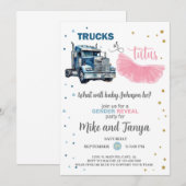 Semi Trucks or Tutus gender reveal invitation. Kaart (Voorkant / Achterkant)